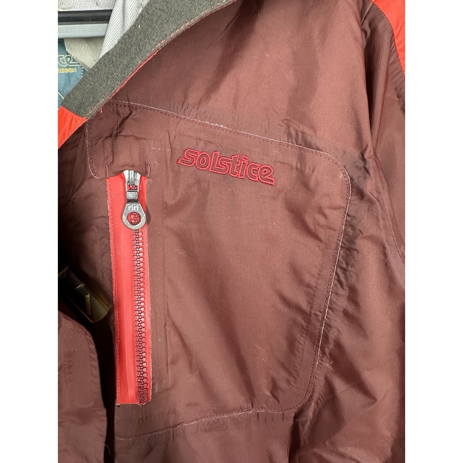 Solstice Womens Waterproof Hooded Jacket Lg Microshed 10k Red Brown Outdoor — image 4 of 8